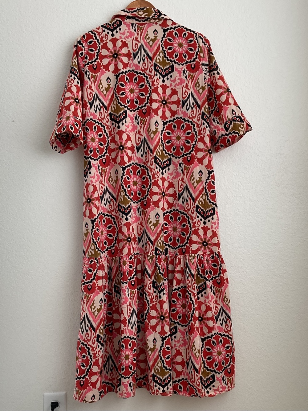Zara Pink Red Black Floral Printed Dress - Picture 3 of 7